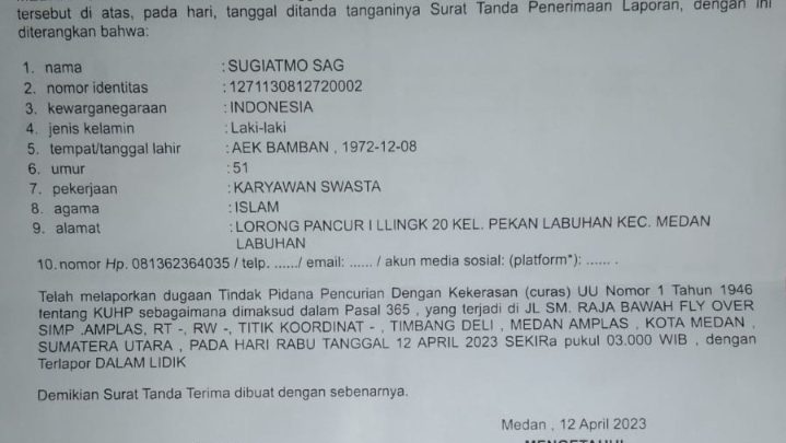 Pengurus PWI Sumut Dibegal, Pelaku Ancam Pakai Arit, Farianda Minta Kapoldasu Tangkap Pelaku