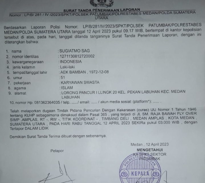 Pengurus PWI Sumut Dibegal, Pelaku Ancam Pakai Arit, Farianda Minta Kapoldasu Tangkap Pelaku