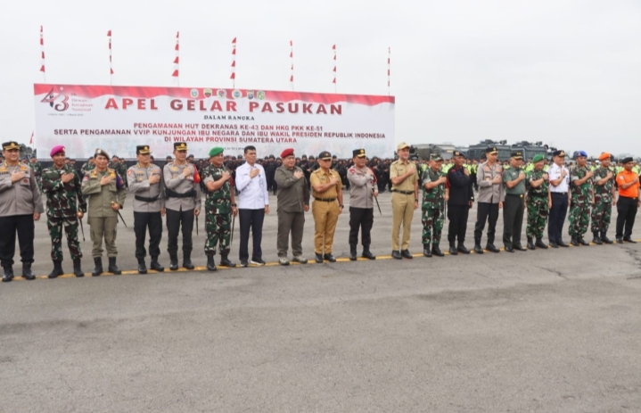 Kapolrestabes Medan Hadiri Apel Pasukan Kunjungan Ibu Negara