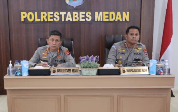 Kapolrestabes Medan Ikuti Vidcon Arahan Kapolri Terkait Pidana Perdangangan Orang