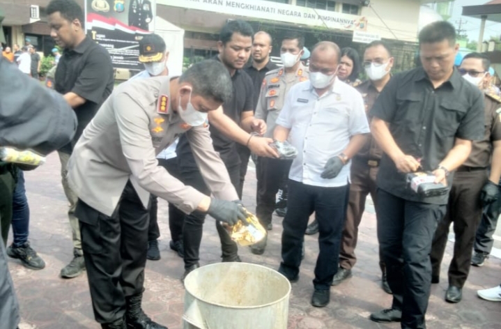 Polrestabes Medan Musnahkan Narkoba Senilai Rp 150 Miliar