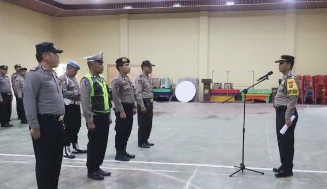 Polres Langkat Gelar Apel Pengamanan Ibadah Malam Natal 2023