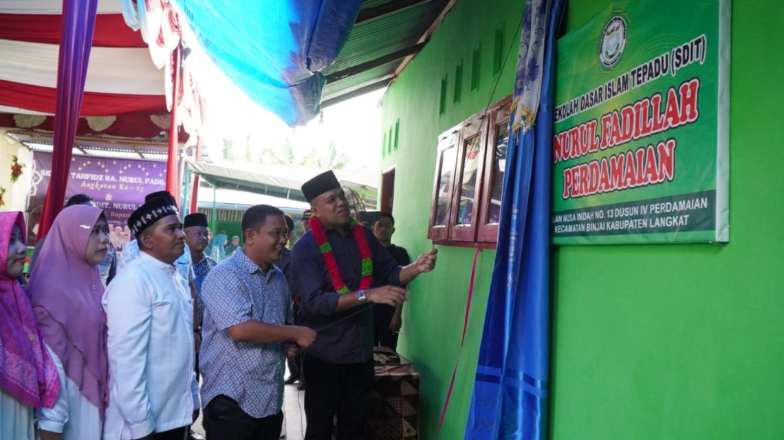 Resmikan SDIT Nurul Fadillah Desa Perdamaian, Pj.Bupati Langkat Berharap SDIT Ada di Setiap Desa