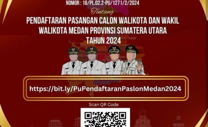 KPU Kota Medan Resmi Umumkan Pendaftaran Calon Walikota dan Calon Wakil Walikota Medan 2024