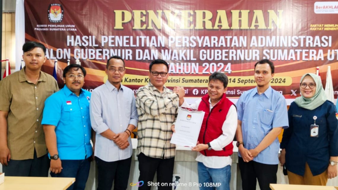 KPU Sumut Serahkan Hasil Penelitian Syarat Administrasi Paslon