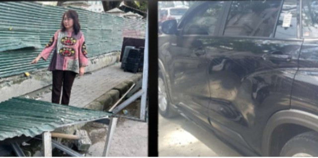 Seng Pembatas Proyek Lapangan Merdeka Timpa Mobil Anggota DPRD Medan Saat Melintas