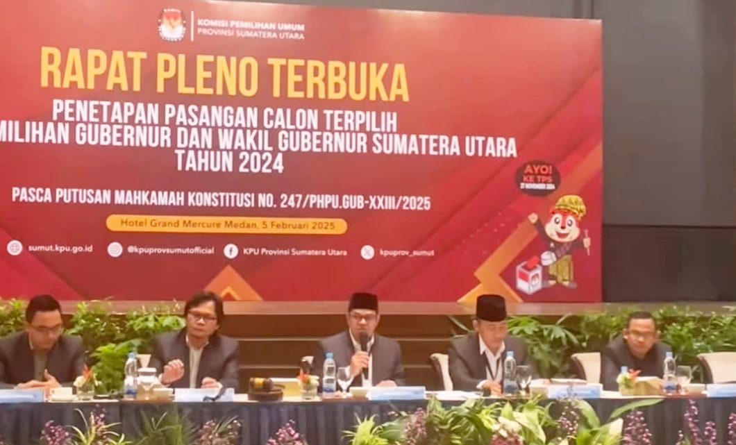 KPU Sumut Tetapkan Paslon Terpilih Pilgubsu 2024
